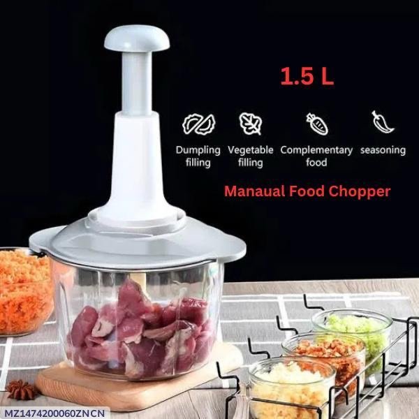 1 Pc Hand Push Manual Food Chopper- 1.5 liter
